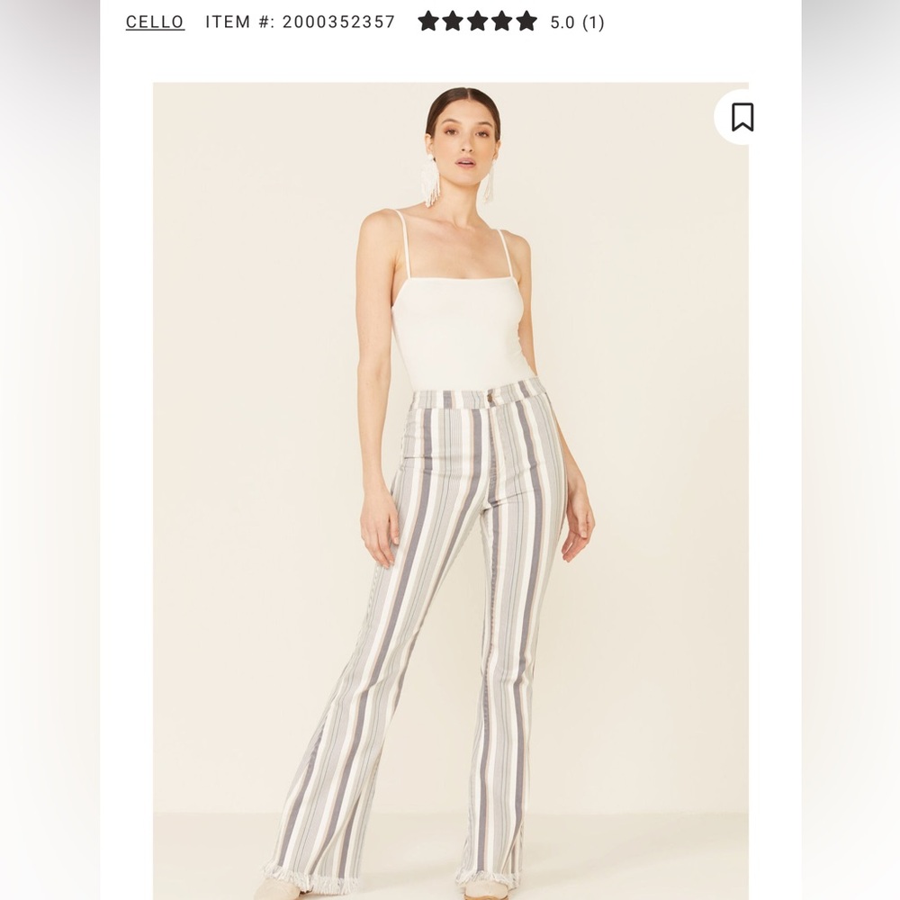 CELLO WOMEN'S STRIPED RAW HEM FLARE JEANS NWOT